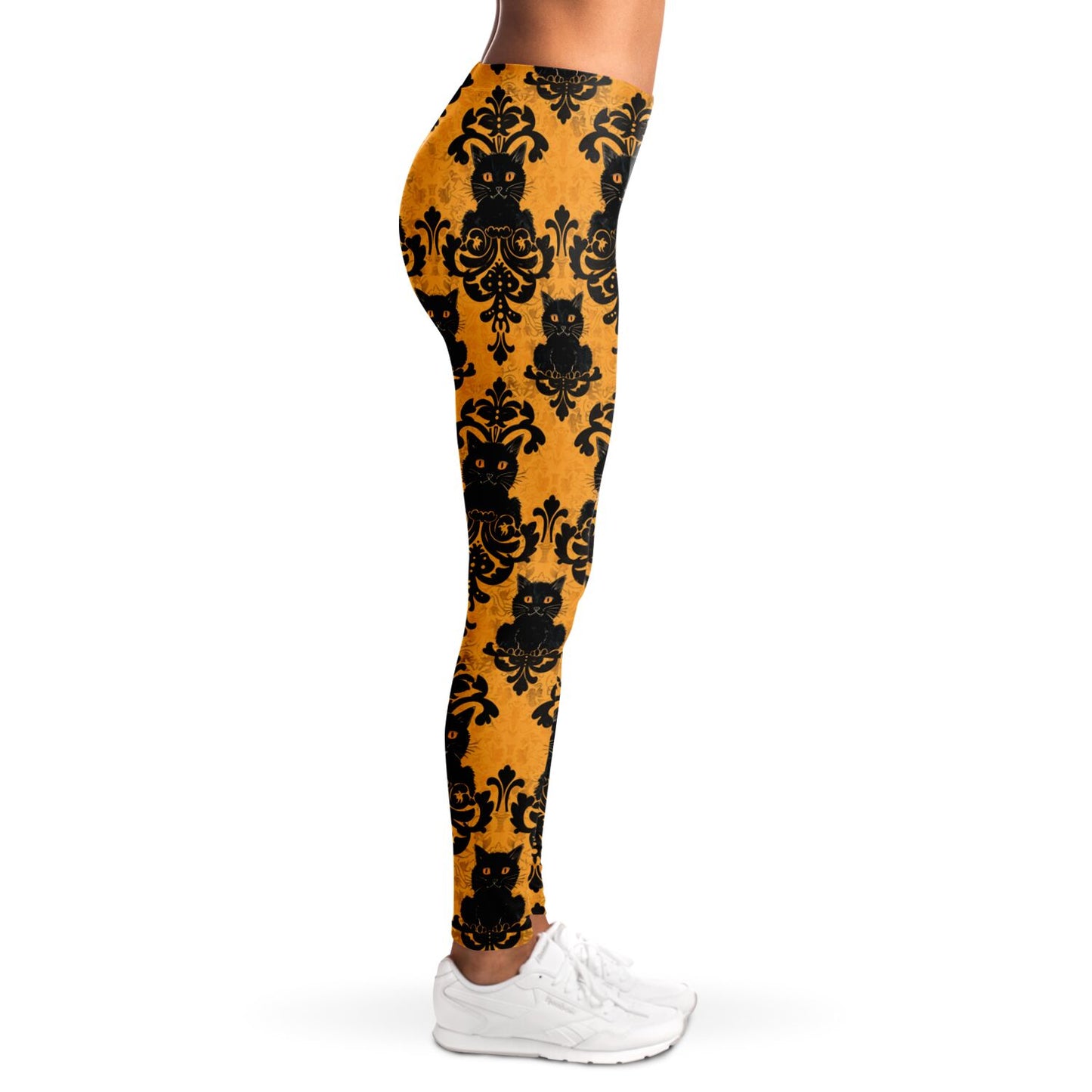 Hallow-Cat Damasks - Leggings AOP