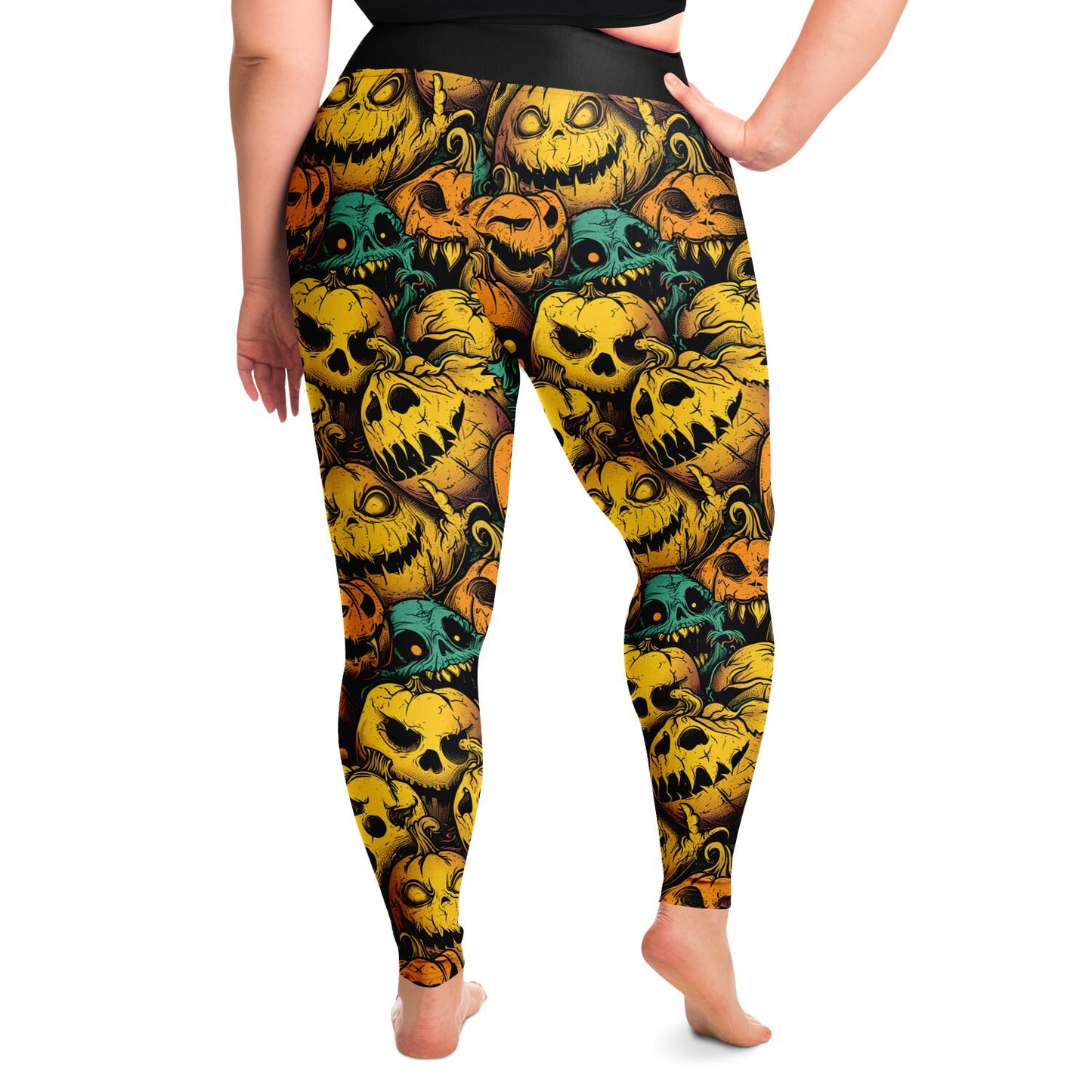 Zombie and Pumpkin Reunion  - 2X - 6X Leggings - AOP