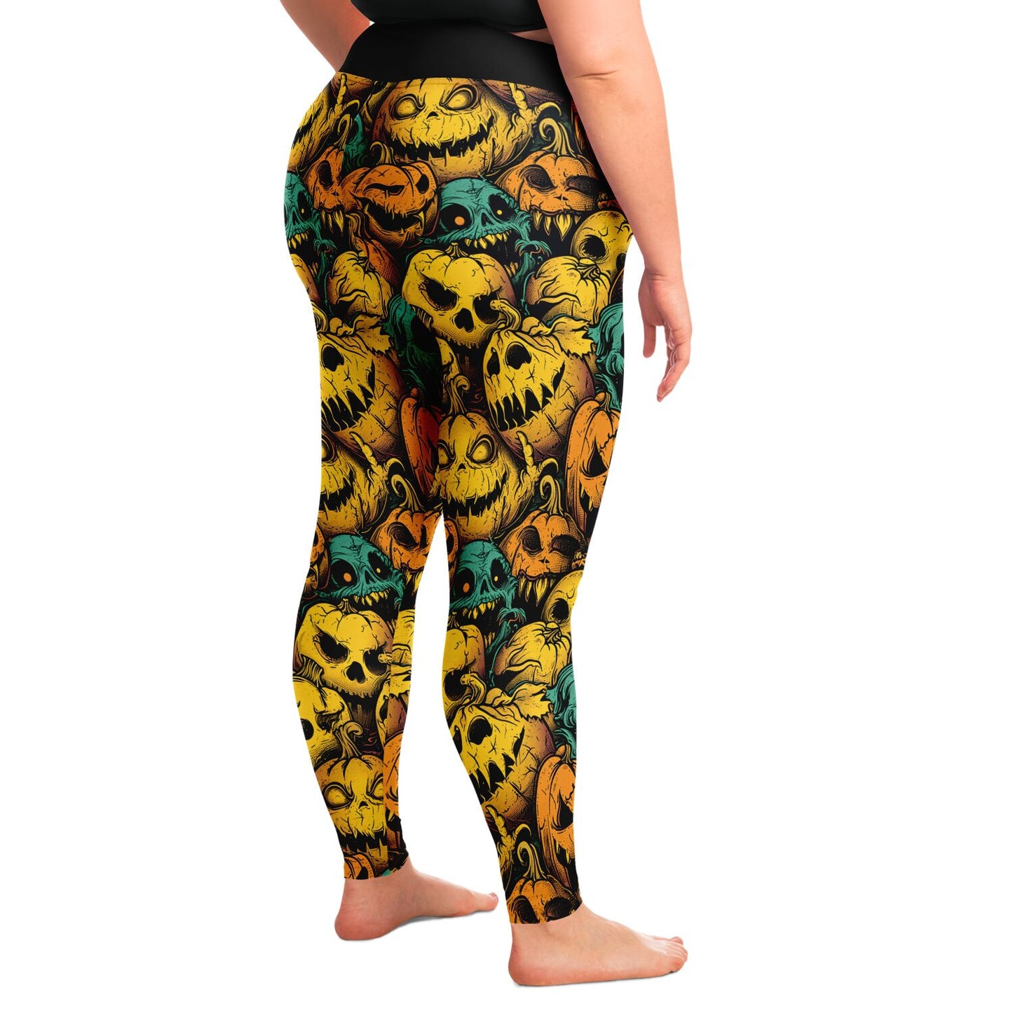 Zombie and Pumpkin Reunion  - 2X - 6X Leggings - AOP