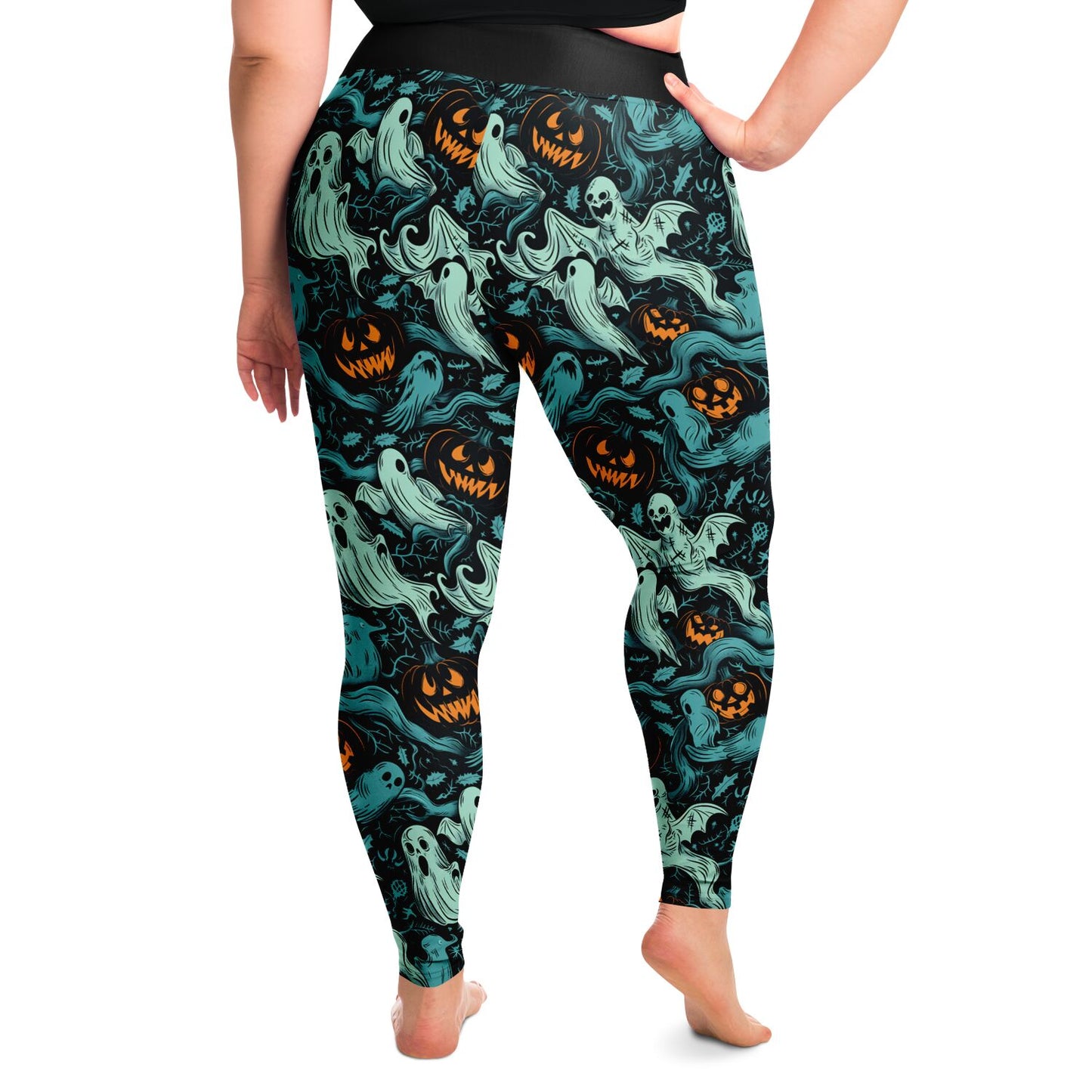 Ghost and Pumpkin Reunion  - 2X - 6X Leggings - AOP