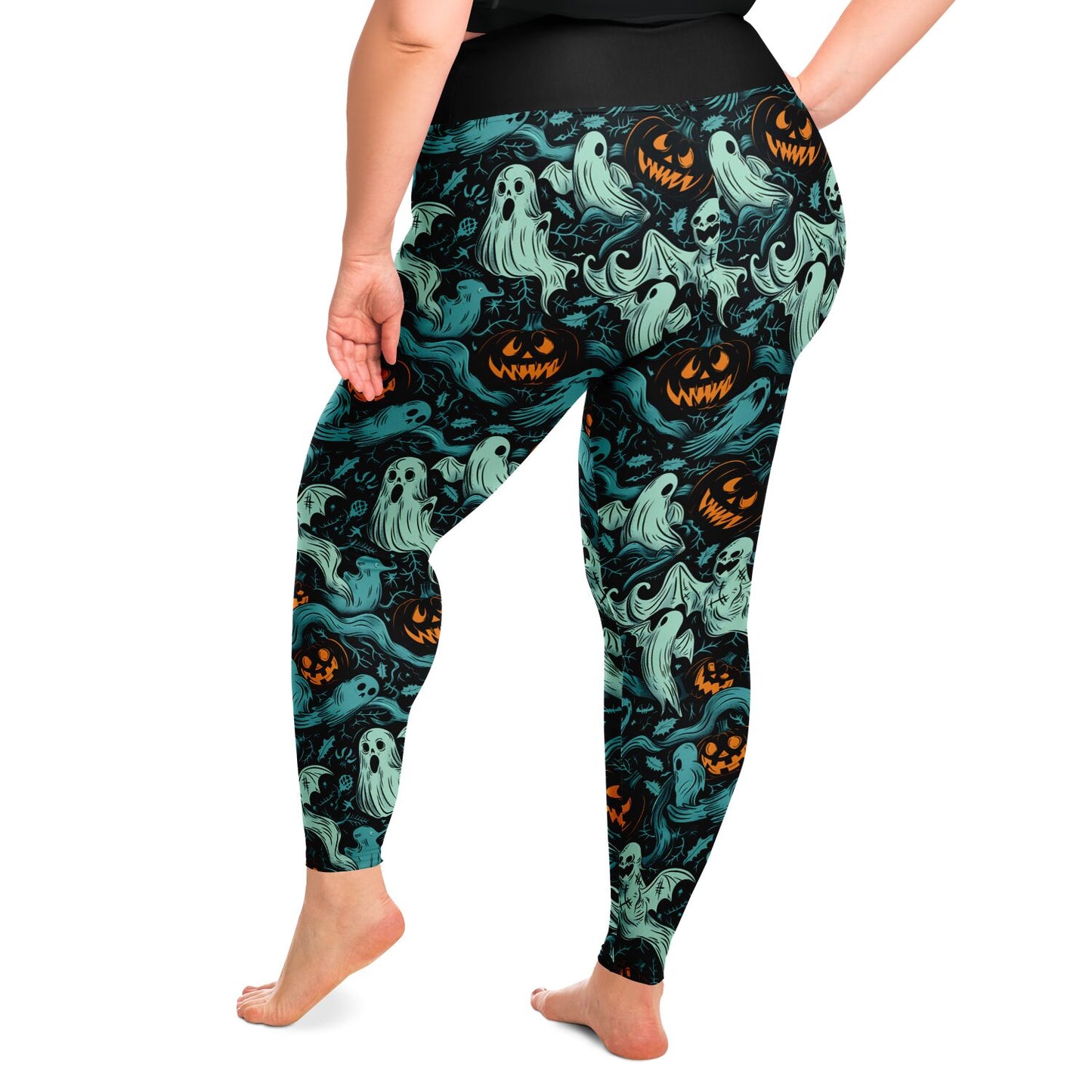 Ghost and Pumpkin Reunion  - 2X - 6X Leggings - AOP