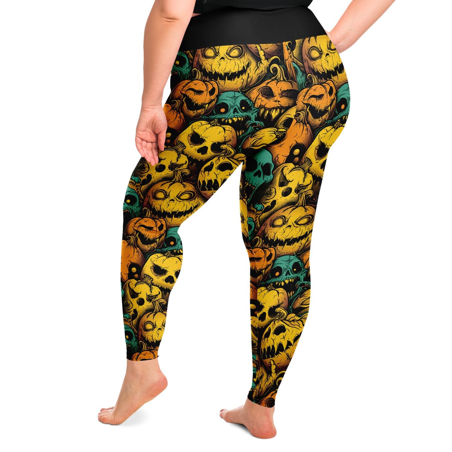 Zombie and Pumpkin Reunion  - 2X - 6X Leggings - AOP