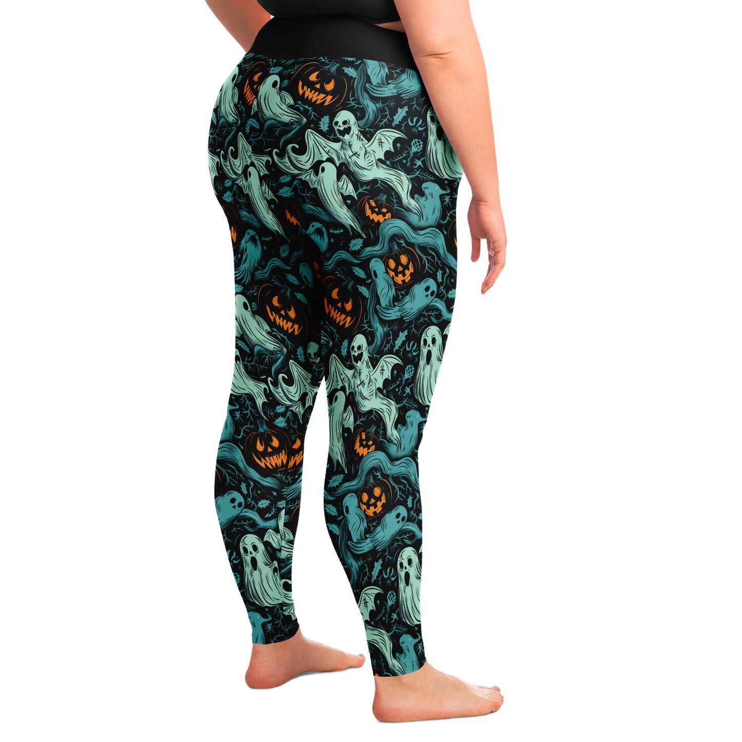 Ghost and Pumpkin Reunion  - 2X - 6X Leggings - AOP