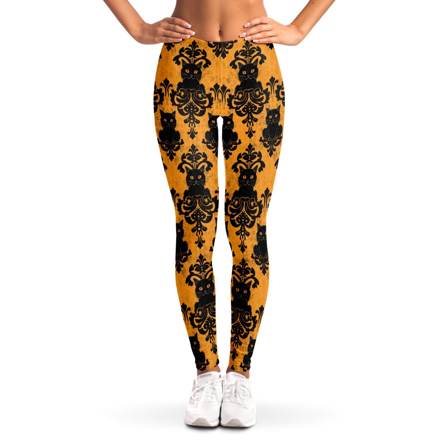 Hallow-Cat Damasks - Leggings AOP